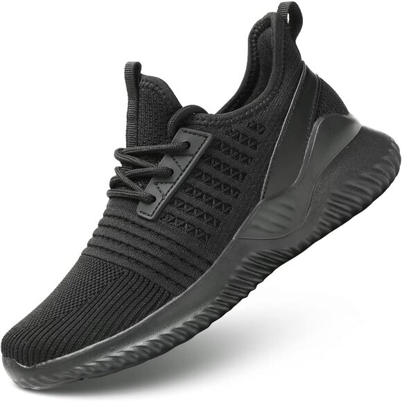 Women's Full Black Walking Shoes Non Slip Athletic Fashion Sneakers Sports Mesh